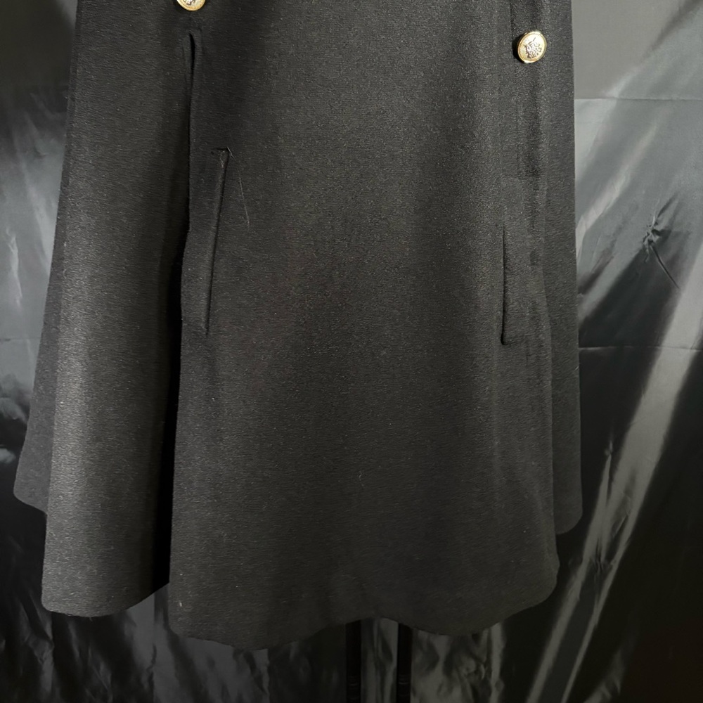 SHEIN Elegant Black Cape Coat with Gold Buttons SZ S - Picture 13 of 15